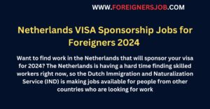 Netherlands VISA Sponsorship Jobs for Foreigners