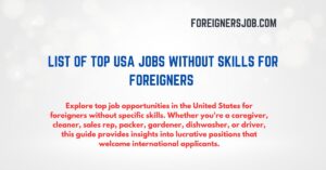 USA Jobs Without Skills for Foreigners 